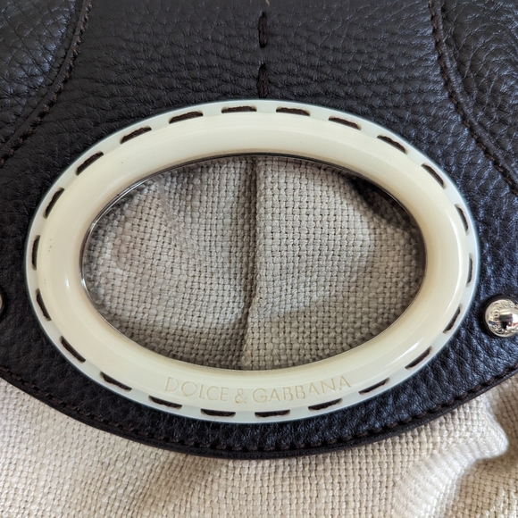 Dolce&Gabbana Beige Canvas Brown leather shoulder bag EUC Gorgeous! - Picture 5 of 9